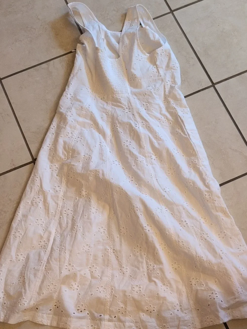 NWT J. Crew Eyelet embroidered midi dress White Lined Heart Neckline Size 8P